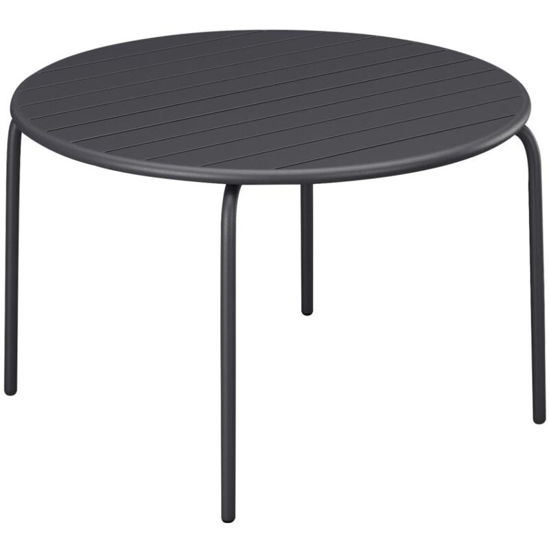 Vente-unique - Table de jardin ronde D.130 cm en métal - Gris anthracite - mirmande de mylia