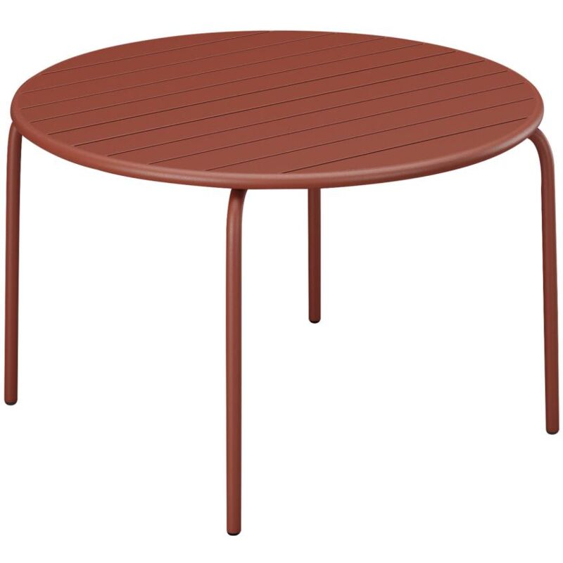 Vente-unique - Table de jardin ronde D.130 cm en métal - Terracotta - mirmande de mylia
