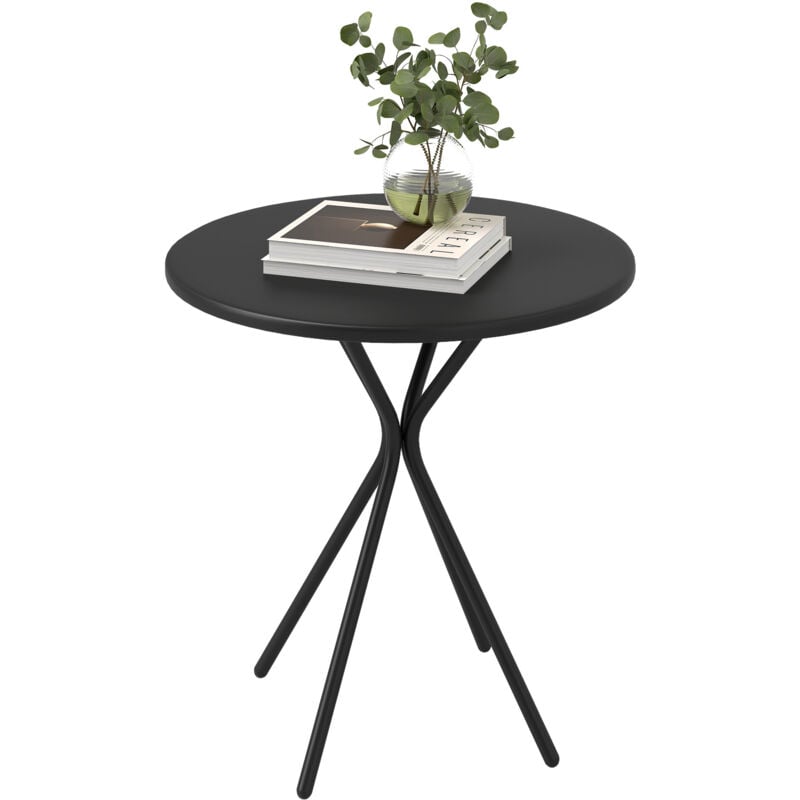 Outsunny - Table de jardin ronde dia. 60 cm piètement antidérapant design acier noir