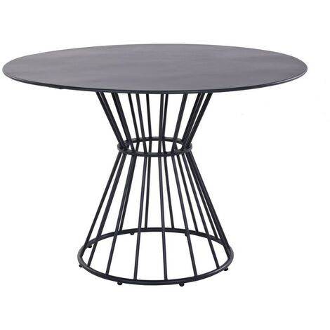 Proloisirs – Table de jardin ronde 110 cm en acier époxy – Anthracite – Pour 4 à 6 personnes – Résistante aux intempéries – Montage facile