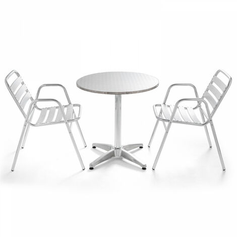 Table de jardin ronde en aluminium 2 places Camden - Gris
