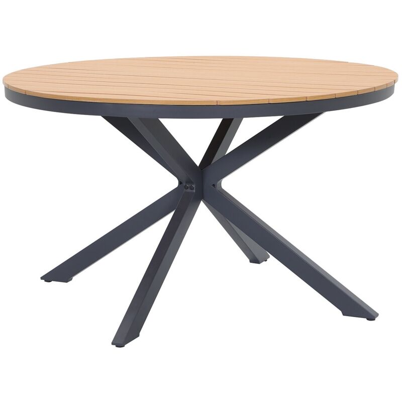 Table de jardin ronde en aluminium D.125 cm - Anthracite et naturel clair - ZEYVA de MYLIA Table de jardin ronde en aluminium D.125 cm - Anthracite et naturel clair - ZEYVA de MYLIA