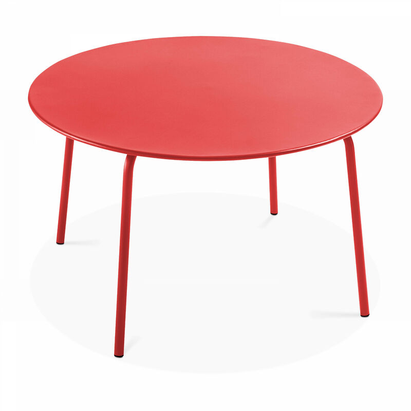 Oviala - Table de jardin ronde en acier rouge 120 x 72 cm - Palavas - Rouge