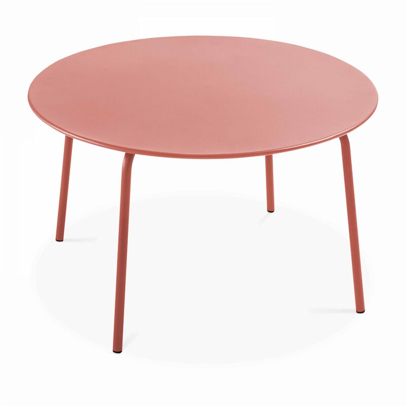 Oviala - Table de jardin ronde en acier argile 120 cm - Palavas - Argile