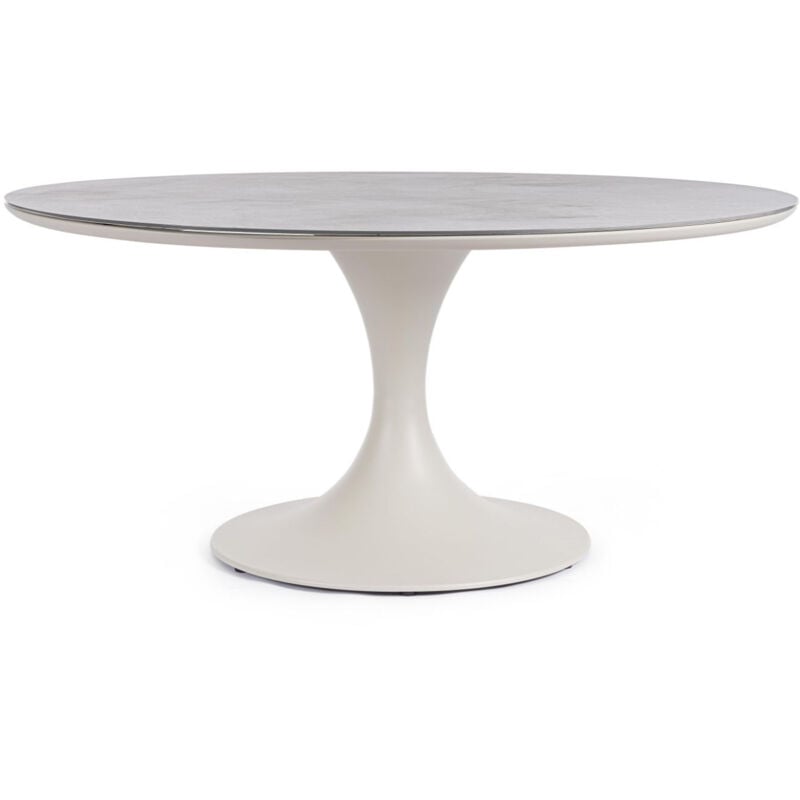 Table de jardin ronde en pierre et métal D158 8 places - paloma