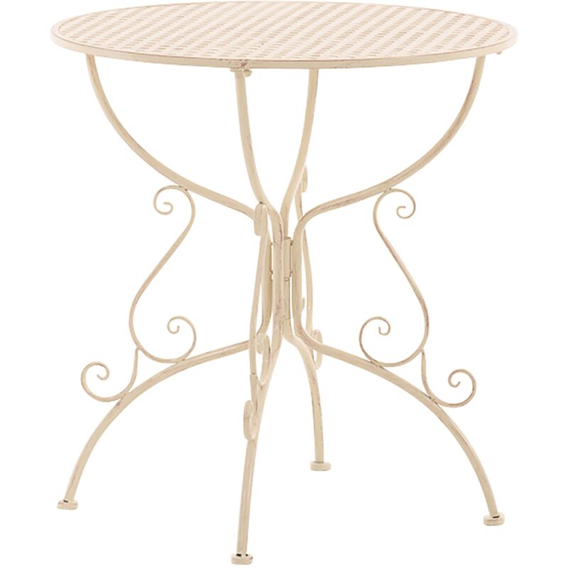 Décoshop26 - Table de jardin ronde hauteur 74 cm en métal crème vieilli 100004006 Décoshop26 - Table de jardin ronde hauteur 74 cm en métal crème vieilli 100004006