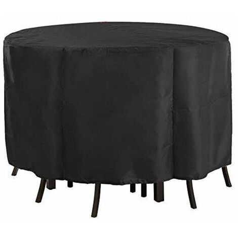 Table De Jardin Ronde, Housse De Chaise De Table De Patio Ronde, Housse De Meubles De Patio D'extérieur Oxford Robuste Résistante Au Vent, à L'eau Et Aux UV - Comme Montré, 142x68cm