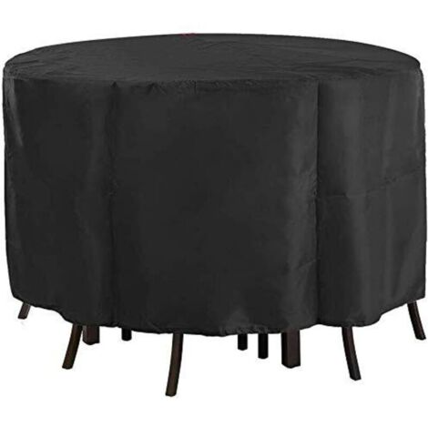 Table De Jardin Ronde, Housse De Chaise De Table De Patio Ronde, Housse De Meubles De Patio D'extérieur Oxford Robuste Résistante Au Vent, À L'eau Et Aux UV - Comme Montré, 142x68cm
