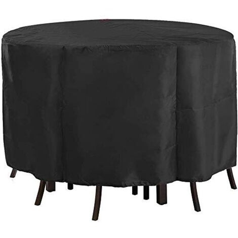 Table De Jardin Ronde, Housse De Chaise De Table De Patio Ronde, Housse De Meubles De Patio Extérieur Oxford Robuste Coupe-Vent, Imperméable Et Résistant Aux UV 185  110cm