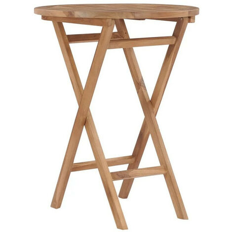 Table de jardin ronde pliable teck massif clair Ressa