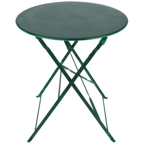 Table de jardin ronde pliante en métal - Vert - D 59,3 x H 71,5 cm - Livraison gratuite