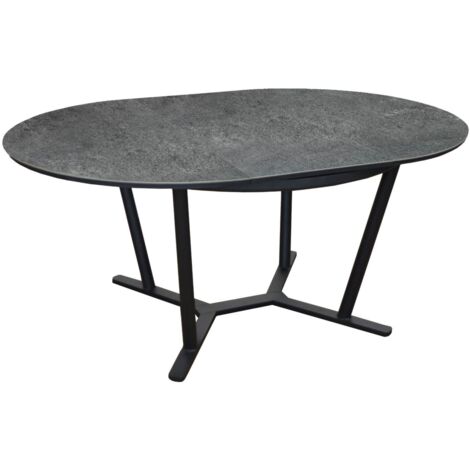 Table de jardin ronde Valenza 125/175 cm – Aluminium léger – Plateau SPC – Allonge centrale pour 6 à 8 personnes – Graphite – Proloisirs