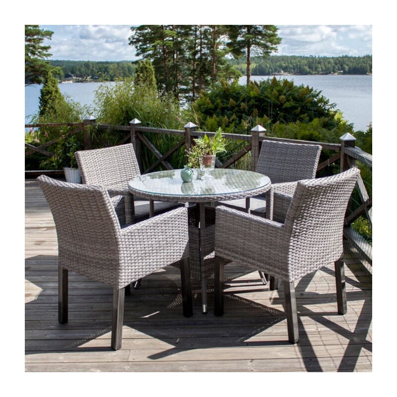 Paris Prix - Table de Jardin Ronde 'Volta' 90cm Gris