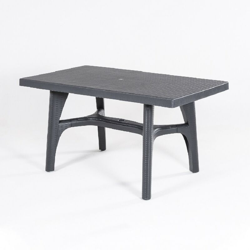 SC - Table de jardin, r sine, Couleur Anthracite, 140x73x80 cm