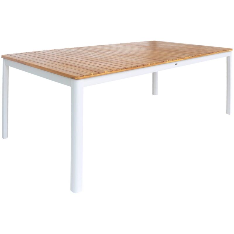 Sweeek - Table de jardin senora acacia blanc avec coins arrondis. 10 places. 200 x 100 x 75 cm