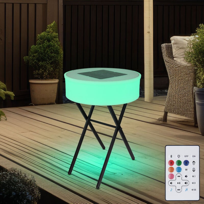 Table de jardin solaire haut-parleurs de table solaire table d'extérieur lampe solaire changement de couleur, télécommande, batterie, 10x led 10x led