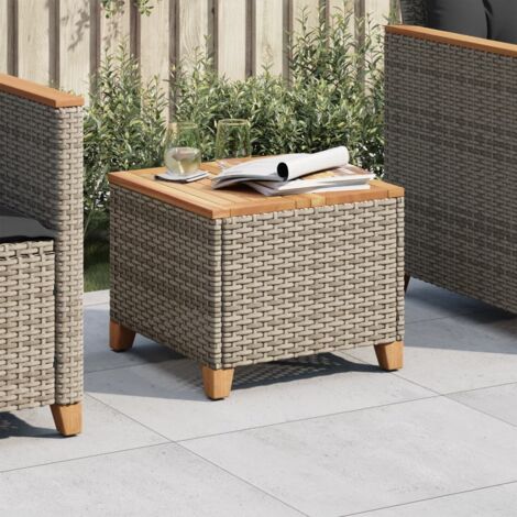 Table de jardin-Table à Manger-Table d'extérieur gris 45x45x37 cm résine tressée et bois acacia 702238