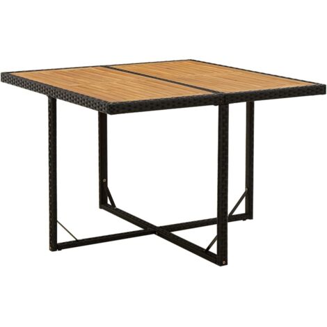 Table de jardin-Table à Manger-Table d'extérieur Noir 109x107x74 cm Résine tressée bois massif 780918