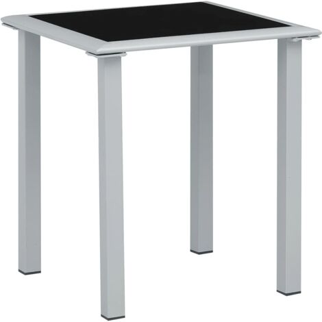 Table de jardin-Table à Manger-Table d'extérieur Noir et argenté 41x41x45 cm Acier et verre 261334