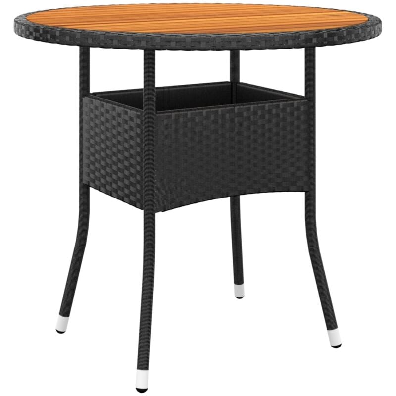 Maisonchic - Table de jardin, Table à manger, Table d'extérieur ø80x75 cm résine tressée et bois d'acacia noir togp69484 design in