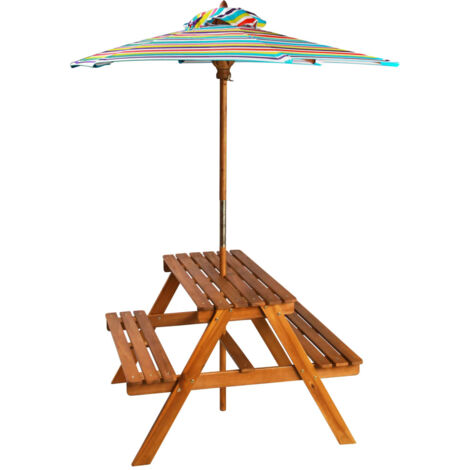 Table de jardin  Table à pique-nique et parasol enfants 79x90x60cm Acacia solide