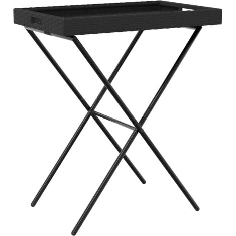Table de jardin Table à plateau pliable noir 65x40x75 cm résine tressée