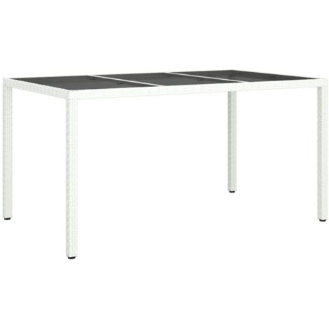 Table de jardin Table d'appoint, Table de Balcon, 150x90x75 cm Verre trempé/résine tressée Blanc OIB2773E