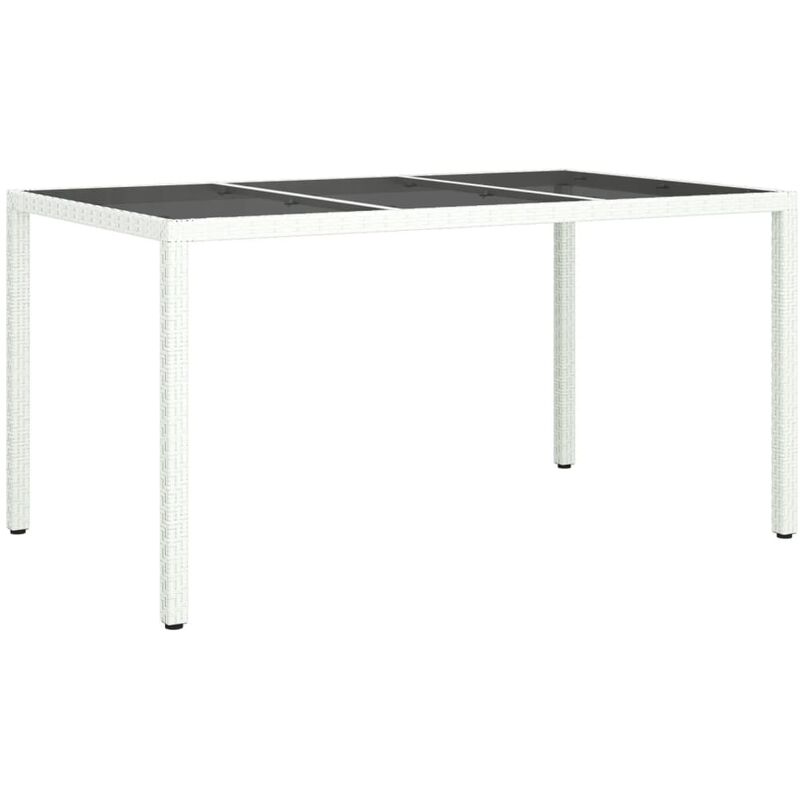 Bonnevie - Table de jardin Table d'appoint, Table de Balcon, 150x90x75 cm Verre trempé/résine tressée Blanc OIB2773E - Blanc