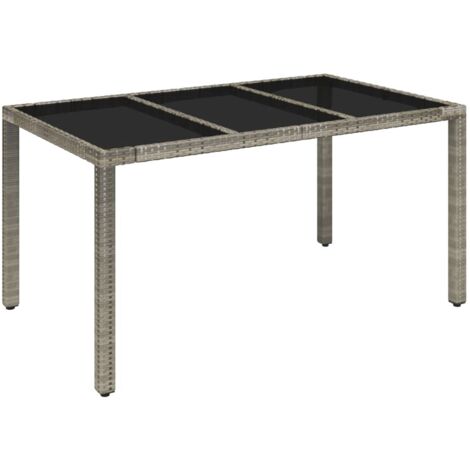 Table de jardin Table d'appoint, Table de Balcon, dessus en verre Gris 150x90x75cm Résine tressée OIB1201E