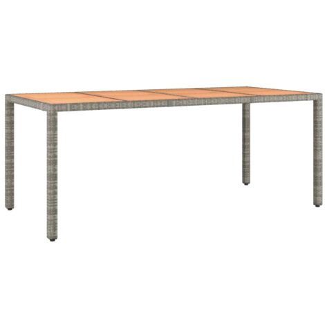 Table de jardin Table d'appoint, Table de Balcon, et dessus en bois Gris Résine tressée et acacia OIB4265E