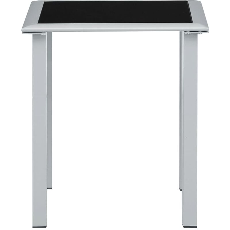 Table de jardin Table d'appoint, Table de Balcon, Noir et argenté 41x41x45 cm Acier et verre OIB4773E - Noir