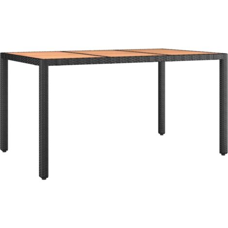 Table de jardin Table d'appoint, Table de Balcon, plateau en bois Noir Résine tressée bois massif OIB3084E