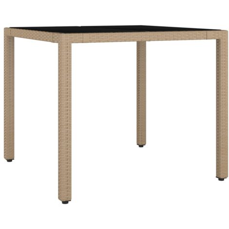 Table de jardin Table d'appoint, Table de Balcon, plateau en verre Résine tressée verre trempé OIB3294E