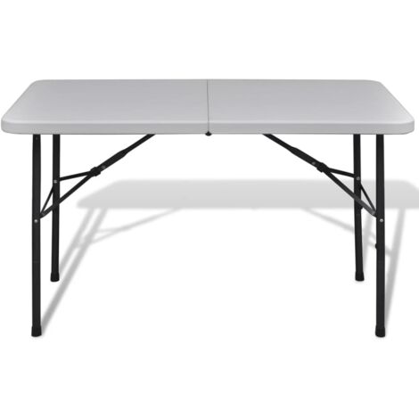 Table de jardin Table d'appoint, Table de Balcon, pliable 122 cm blanche en HDPE OIB6789E