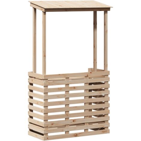 Table de jardin  Table de bar d'extérieur et toit 112,5x57x195,5 cm bois massif
