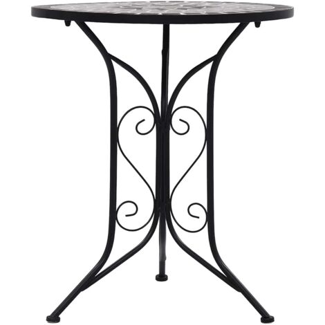 Table de jardin  Table de bistro mosaïque Gris 60 cm Céramique