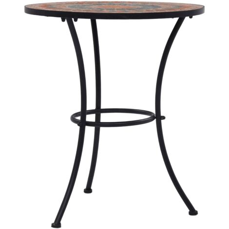 Table de jardin  Table de bistro mosaïque Orange/gris 60 cm Céramique