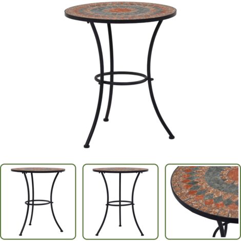 Table de jardin -  Table de bistro mosaïque Orange/gris 60 cm Céramique