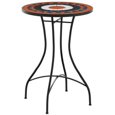 Table de jardin  Table de bistro mosaïque terre cuite blanc Ø50x70 cm céramique