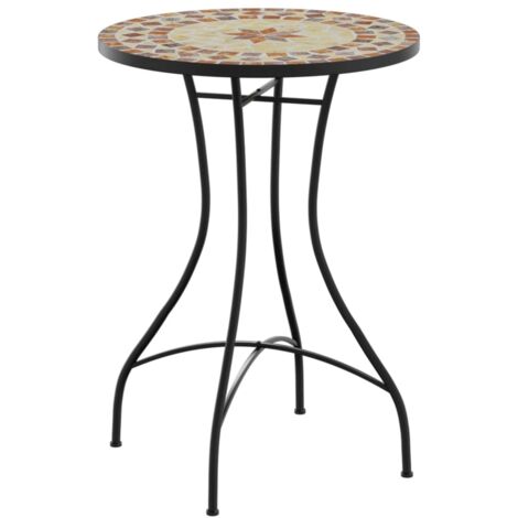Table de jardin  Table de bistro mosaïque terre cuite blanc Ø50x70 cm céramique