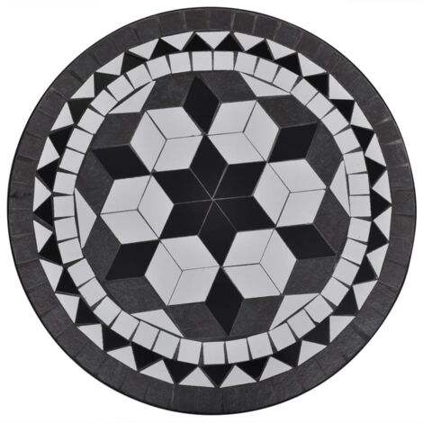 Table de jardin  Table de bistro Noir et blanc 60 cm Mosaïque