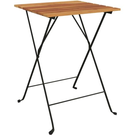 Table de jardin  Table de bistro pliante 55x54x71cm Bois de teck solide et acier