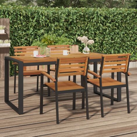 Table de jardin  Table de patio  Table d'extérieur et pieds en forme de U 180x90x75 cm bois acacia BZTHBS898505