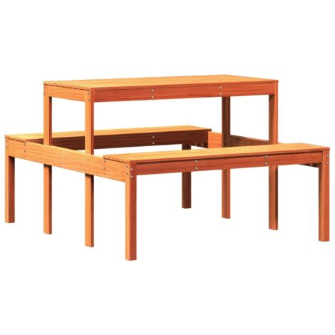 Table de jardin  Table de pique-nique cire marron 110x134x75 cm bois massif pin
