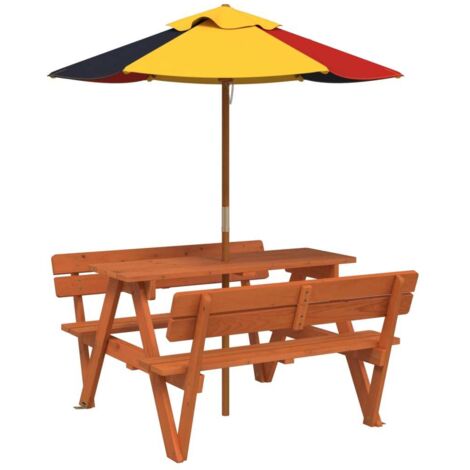 Table de jardin  Table de pique-nique pour 4 enfants avec parasol bois de sapin