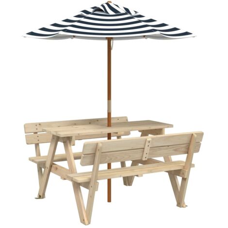 Table de jardin  Table de pique-nique pour 4 enfants avec parasol bois de sapin