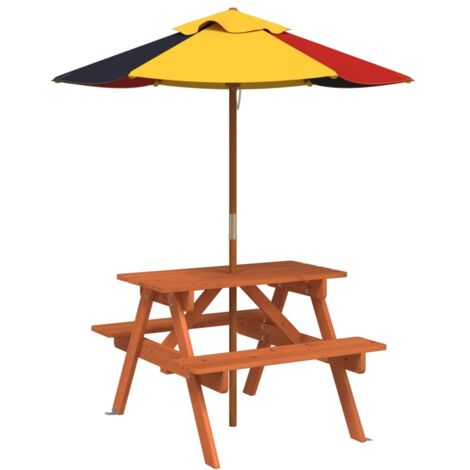 Table de jardin  Table de pique-nique pour 4 enfants avec parasol bois de sapin