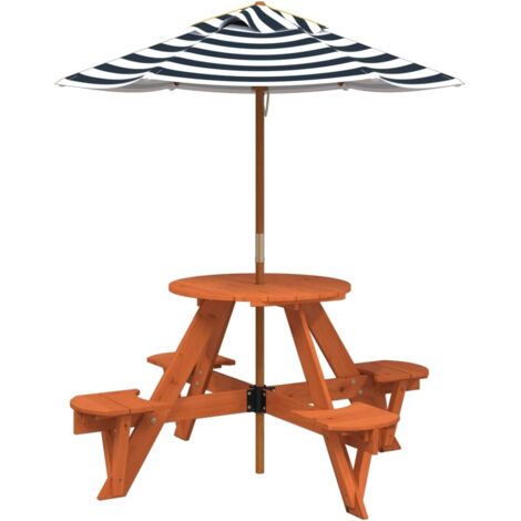Table de jardin  Table de pique-nique pour 4 enfants avec parasol rond sapin