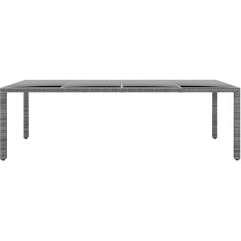 Table de jardin  Table d'extérieur 250x100x75 cm Verre trempé et Résine tressée