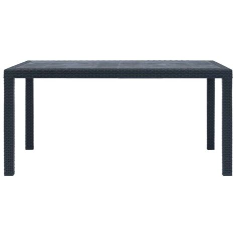 Table de jardin  Table d'extérieur Anthracite 150x90x72 cm Plastique Aspect rotin